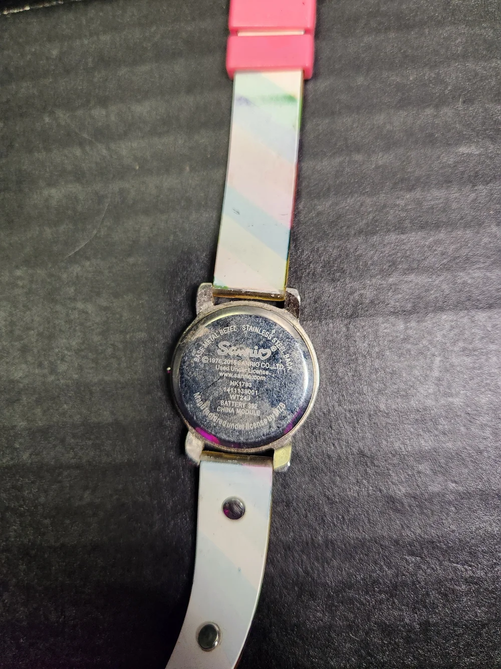 Hello Kitty Rainbow Stripe Silicone Kids Watch - Pink/Multicolor
